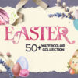 Easter Watercolor Collection With 50 Elements For FREE