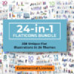 Image of 24-in-1 Flaticons Bundle Of 258 Unique Flat Illustrations In 24 Themes