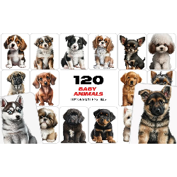 Image of 120 PNG Sublimation Puppies Bundle