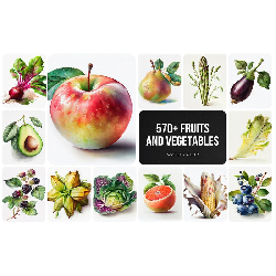 570+ Fruits & Vegetables Illustrations Bundle